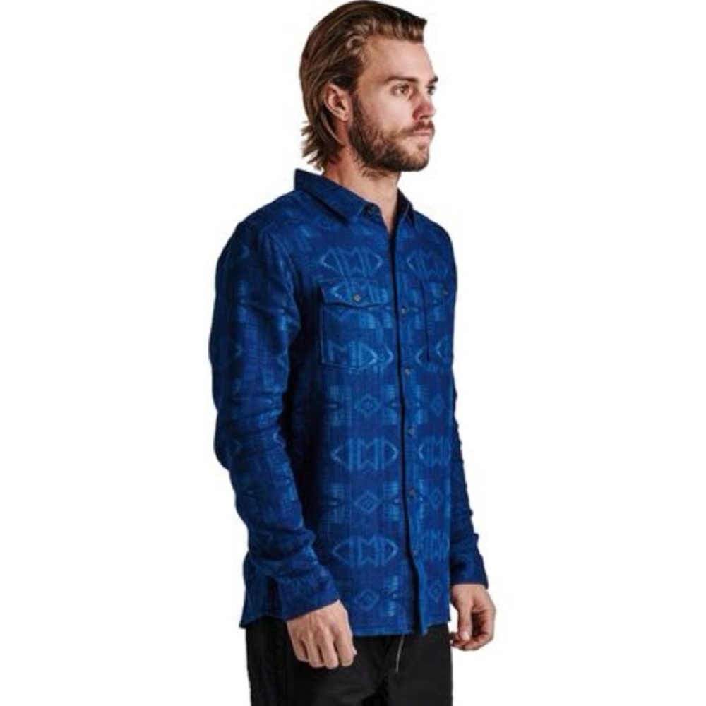 Blue Patterned Button-Up Shirt Roark